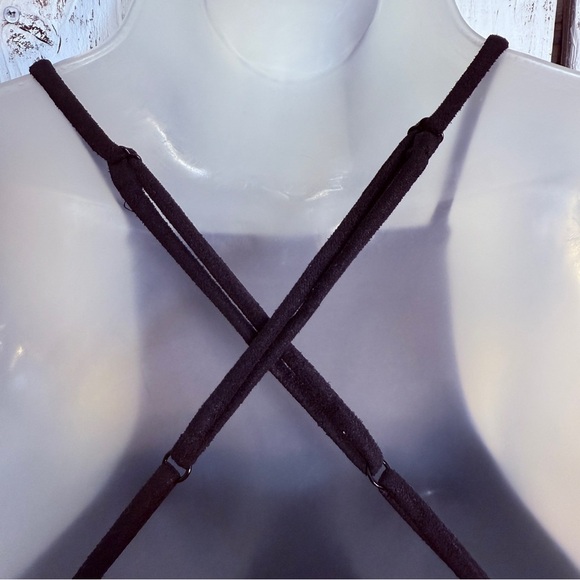 Unavailable-Express Black Fringe Top Size Small Sleeveless Faux Suede Go - Picture 7 of 10